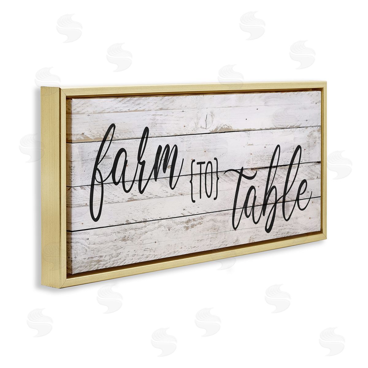 Planked Style Farm to Table Gold Floating Frame Canvas Wall Art, Home Decor by Anne Bailey