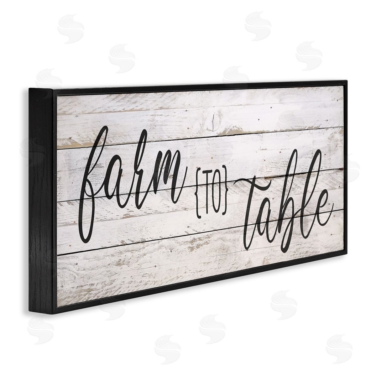 Planked Style Farm to Table Black Frame Print Wall Art, Home Decor by Anne Bailey