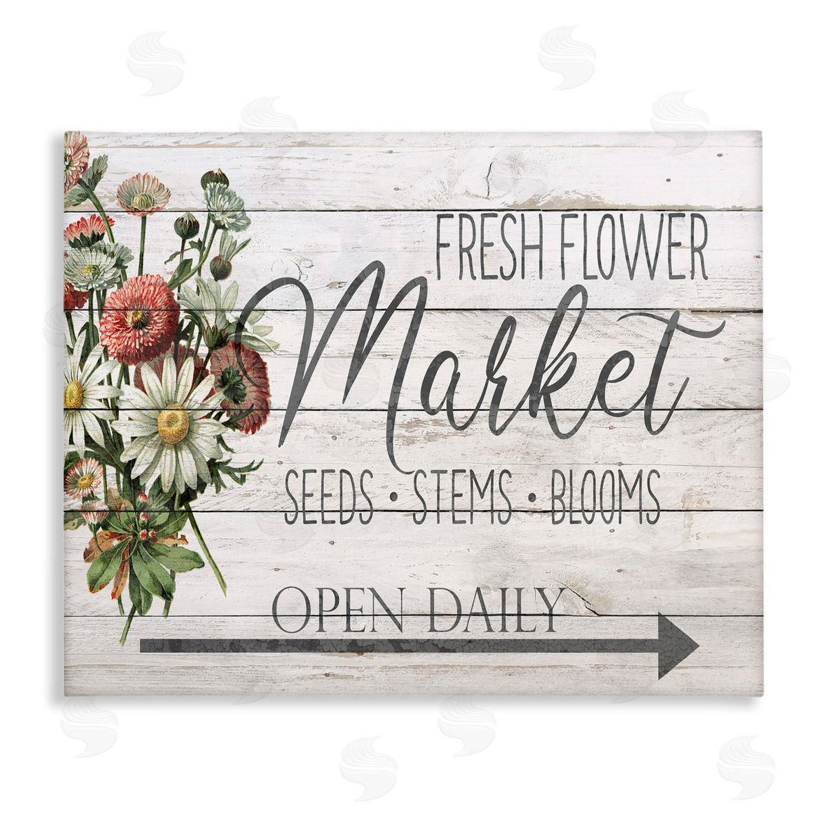 Planked Style Fresh Flower Market Canvas Wall Art, Home Decor by Anne Bailey