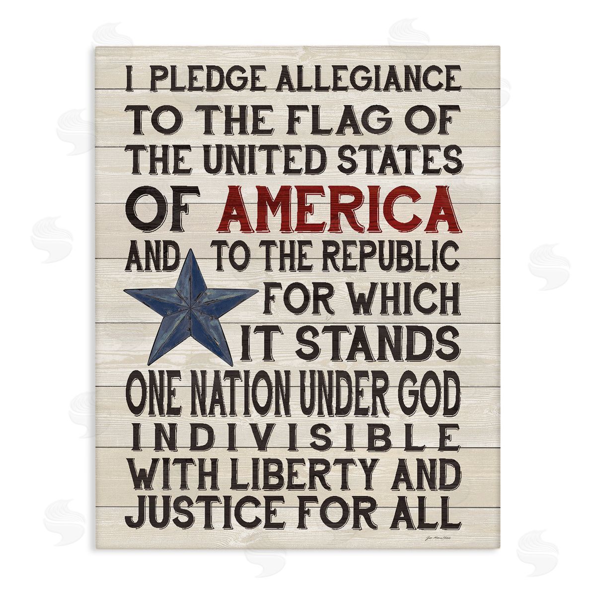 Pledge of Allegiance Patriotic Canvas Wall Art, Home Decor by Jo Moulton