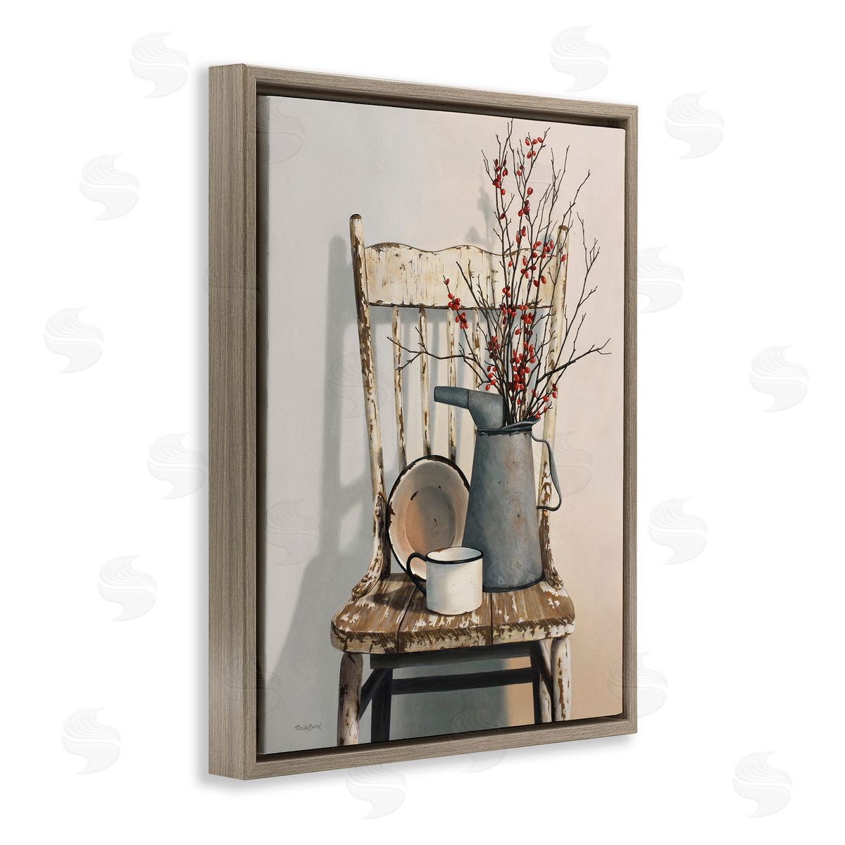 Vintage Rustic Still Life Brown Floating Frame Canvas Wall Art, Home Decor by Cecile Baird