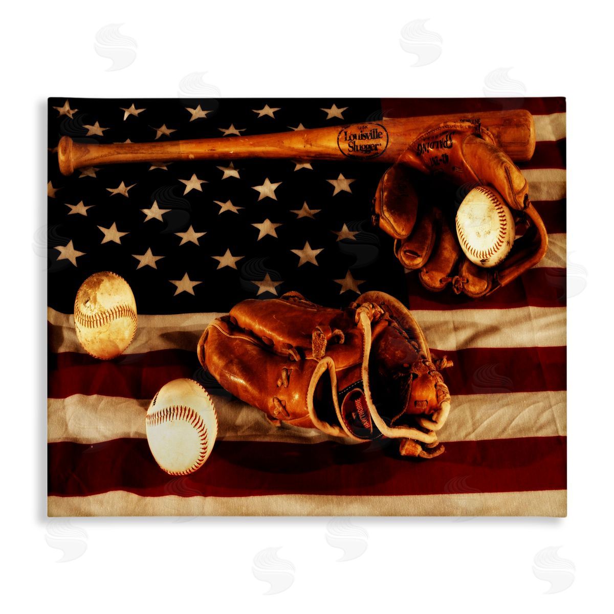 Vintage American Flag Baseball Photo Canvas Wall Art, Home Decor by Daniel Sproul