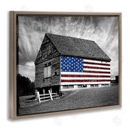 James McLoughlin | Black & White Barn with American Flag
