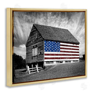 James McLoughlin | Black & White Barn with American Flag