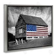 James McLoughlin | Black & White Barn with American Flag