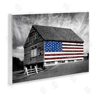 James McLoughlin | Black & White Barn with American Flag