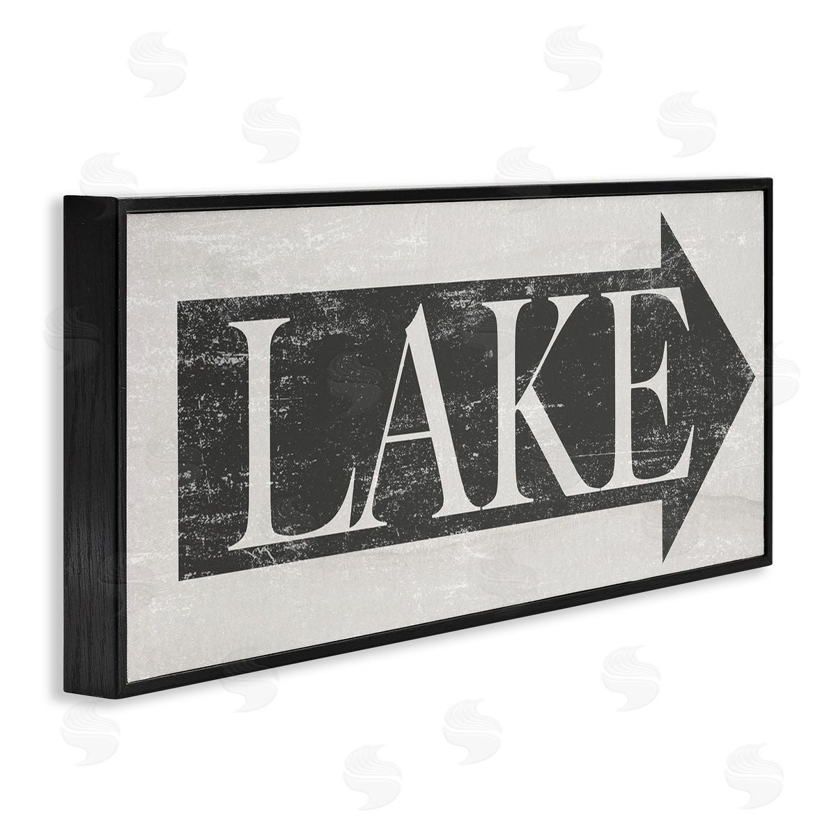 Distressed Lake Arrow Sign Black Frame Print Wall Art, Home Decor by Stupell Studio