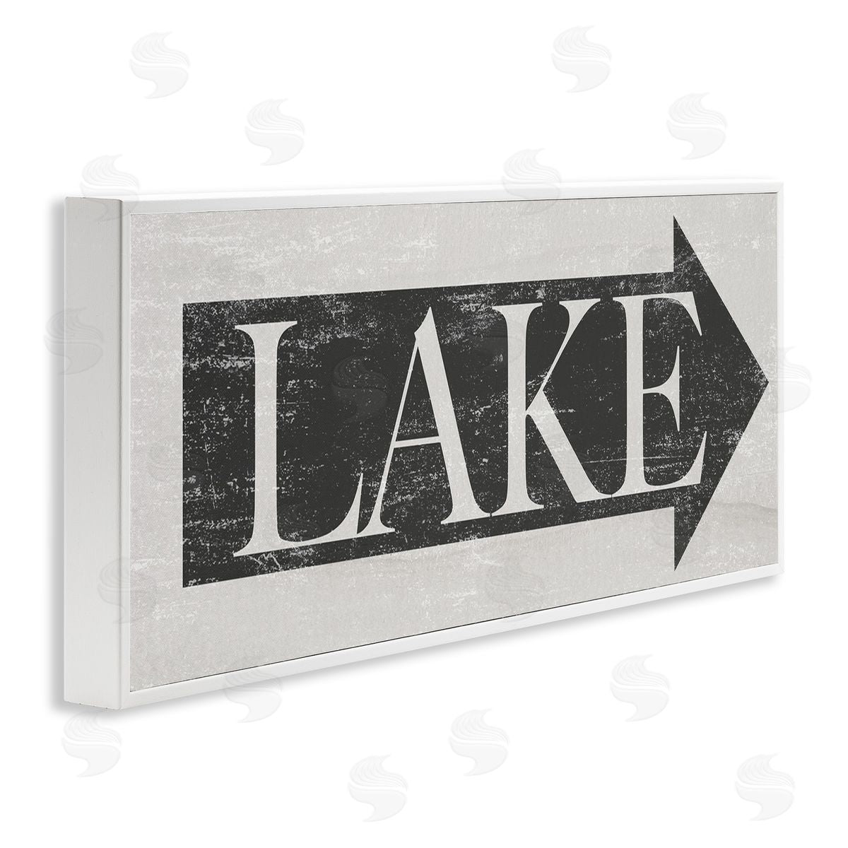 Distressed Lake Arrow Sign White Frame Print Wall Art, Home Decor by Stupell Studio