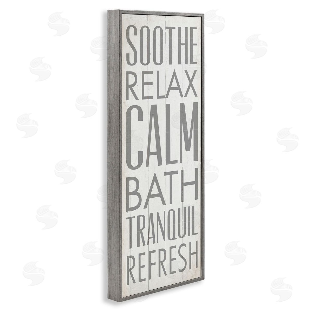 Soothe Calm Relax Bath Bathroom Grey Frame Print Wall Art, Home Decor by Dallas Drotz
