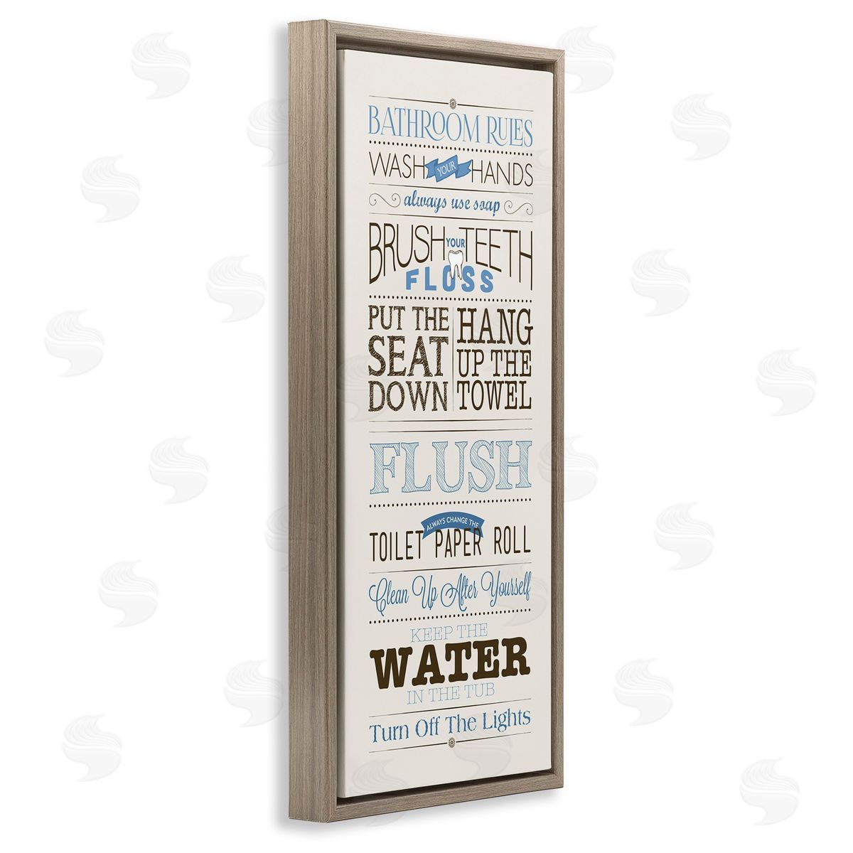 Bathroom Rules Vintage List Brown Floating Frame Canvas Wall Art, Home Decor by Stephanie Workman Marrott