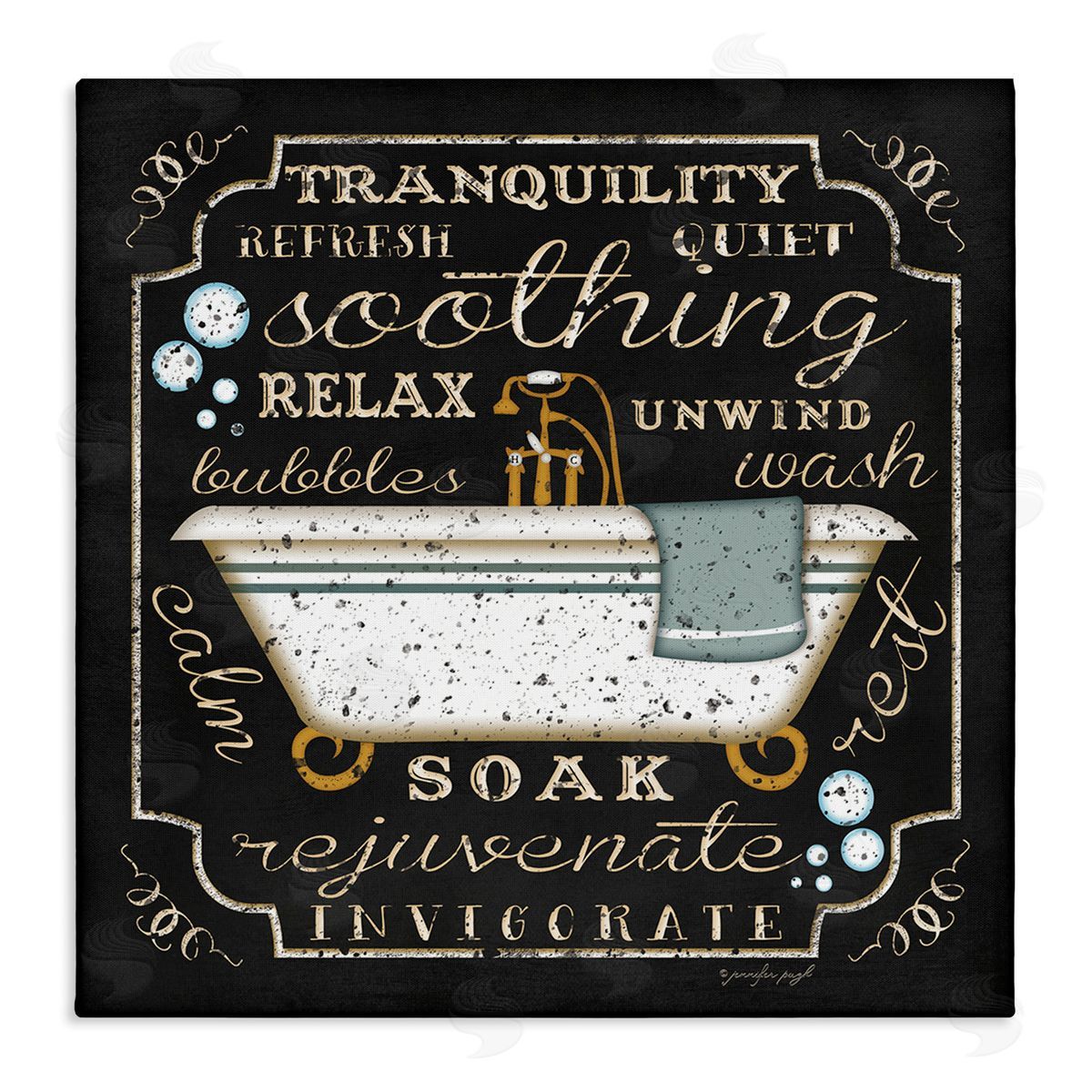 Country Bathtub with Various Phrases Canvas Wall Art, Home Decor by Jennifer Pugh