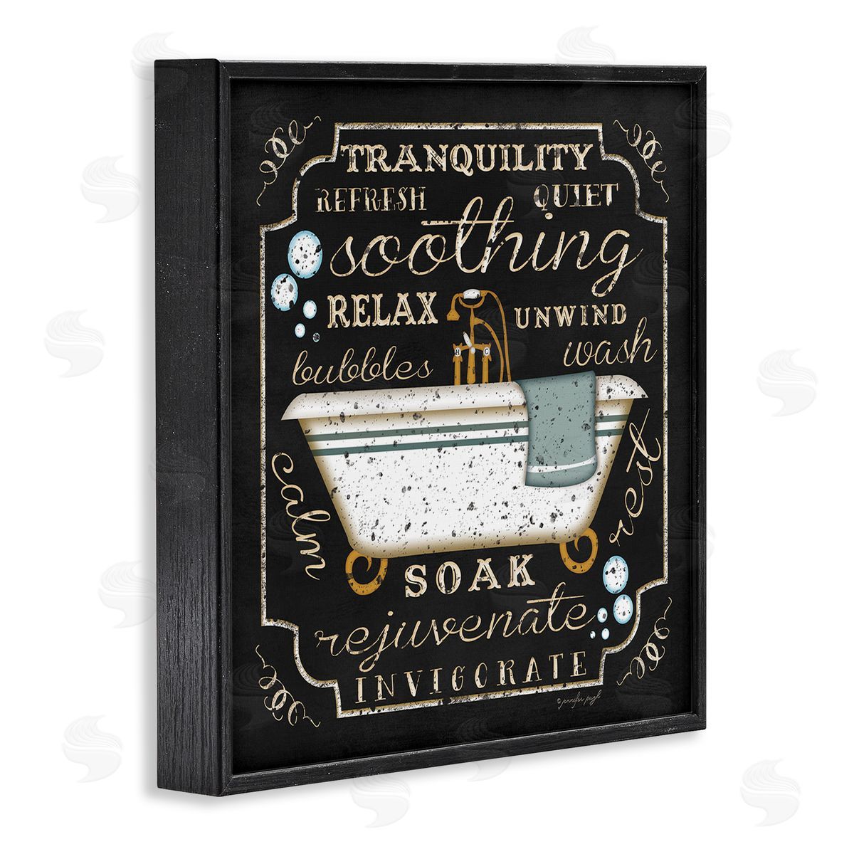 Country Bathtub with Various Phrases Black Frame Print Wall Art, Home Decor by Jennifer Pugh