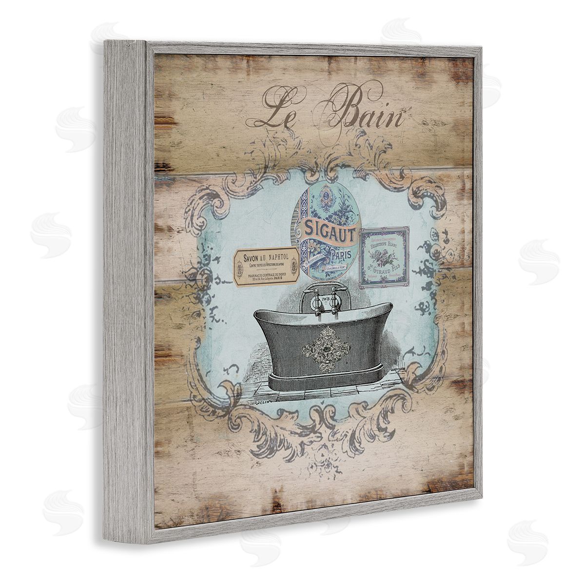 Le Bain Vintage Style Bath Grey Frame Print Wall Art, Home Decor by Tre Sorelle Studios