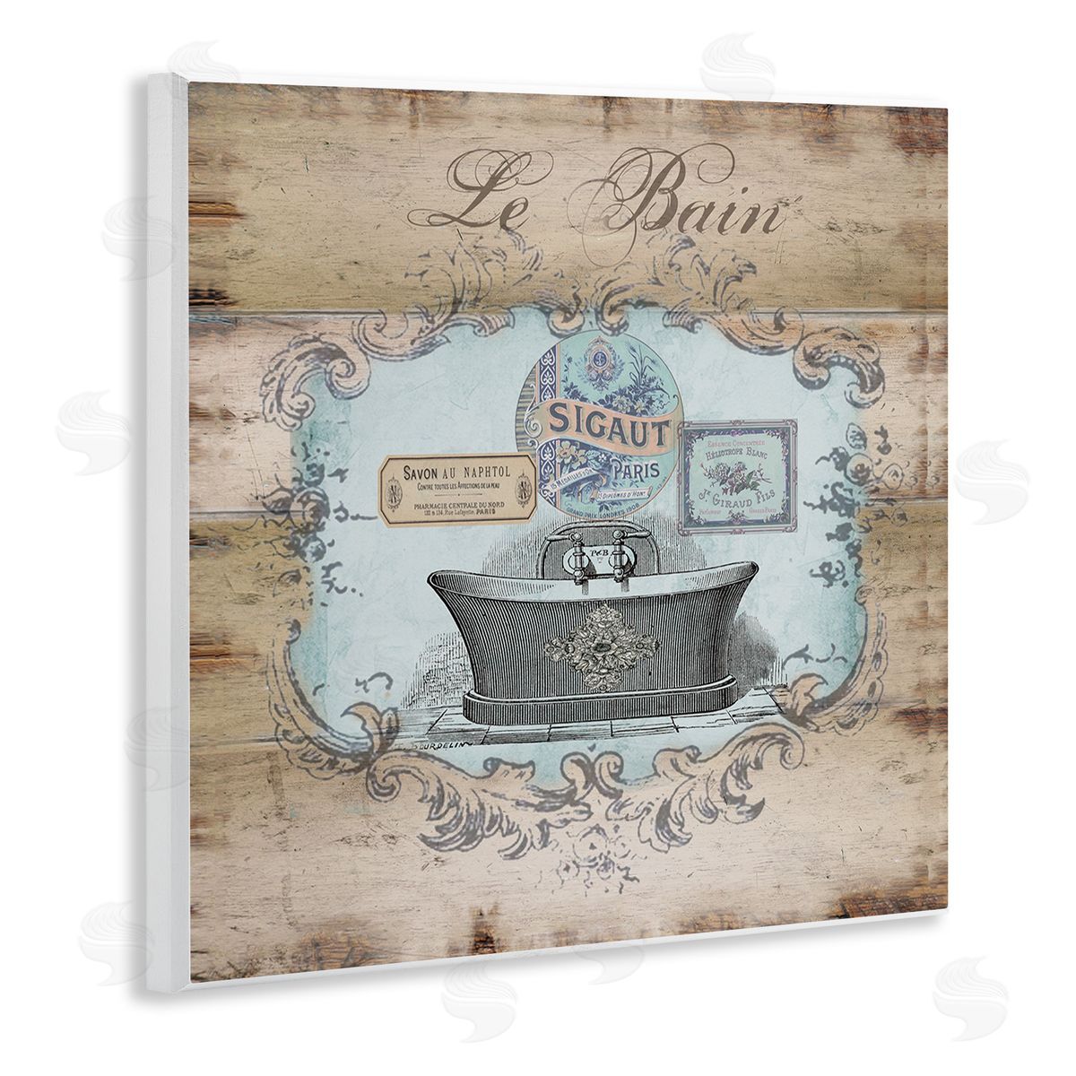 Le Bain Vintage Style Bath Wood Plaque Wall Art, Home Decor by Tre Sorelle Studios
