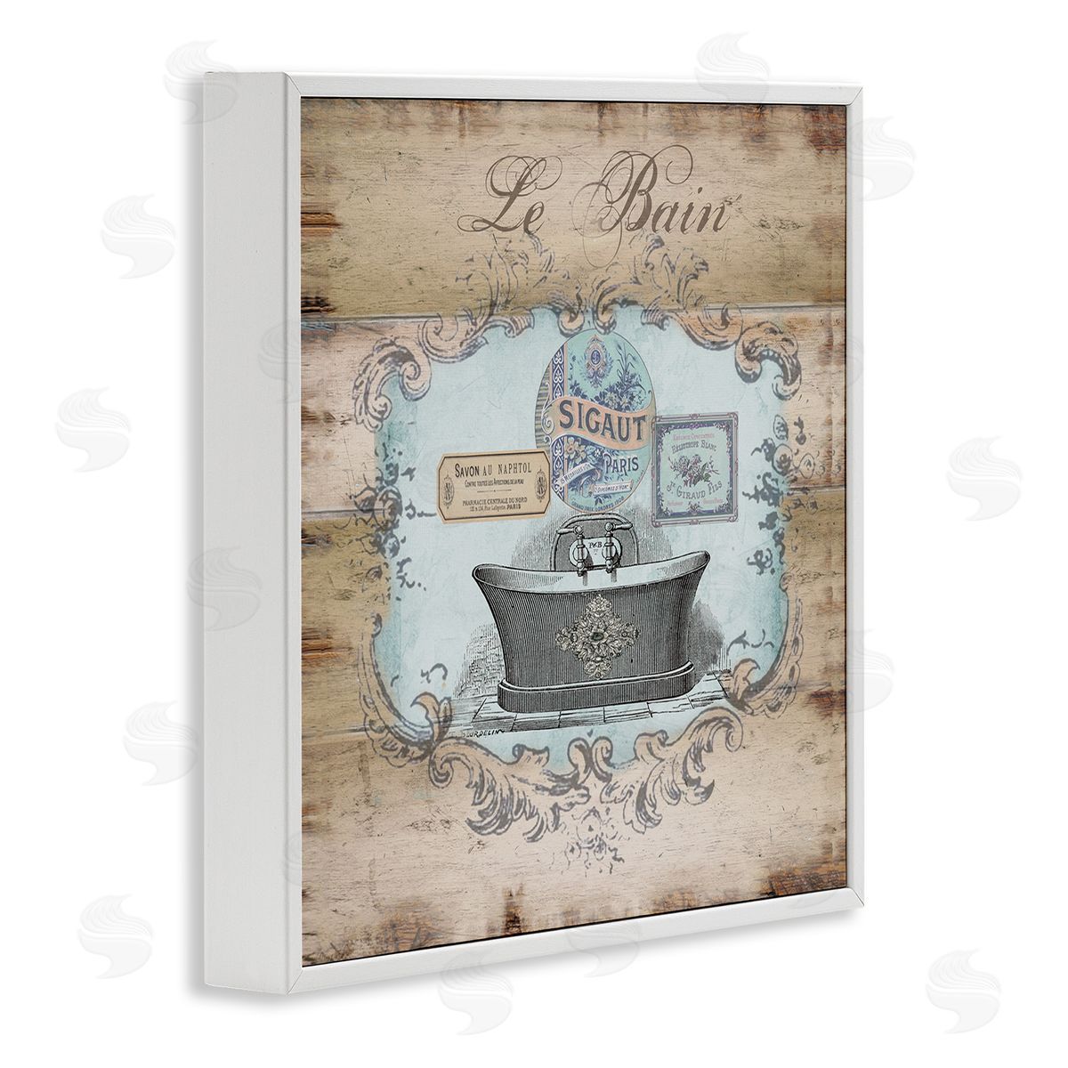 Le Bain Vintage Style Bath White Frame Print Wall Art, Home Decor by Tre Sorelle Studios