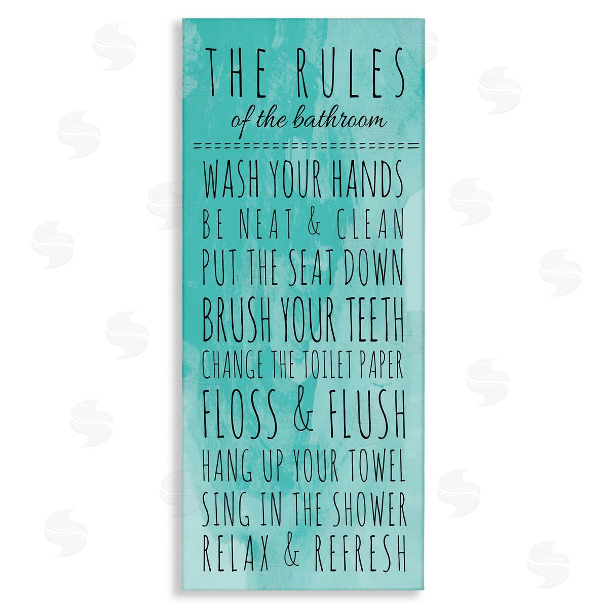 Bathroom Rules on Turquoise Canvas Wall Art, Home Decor by Anna Quach