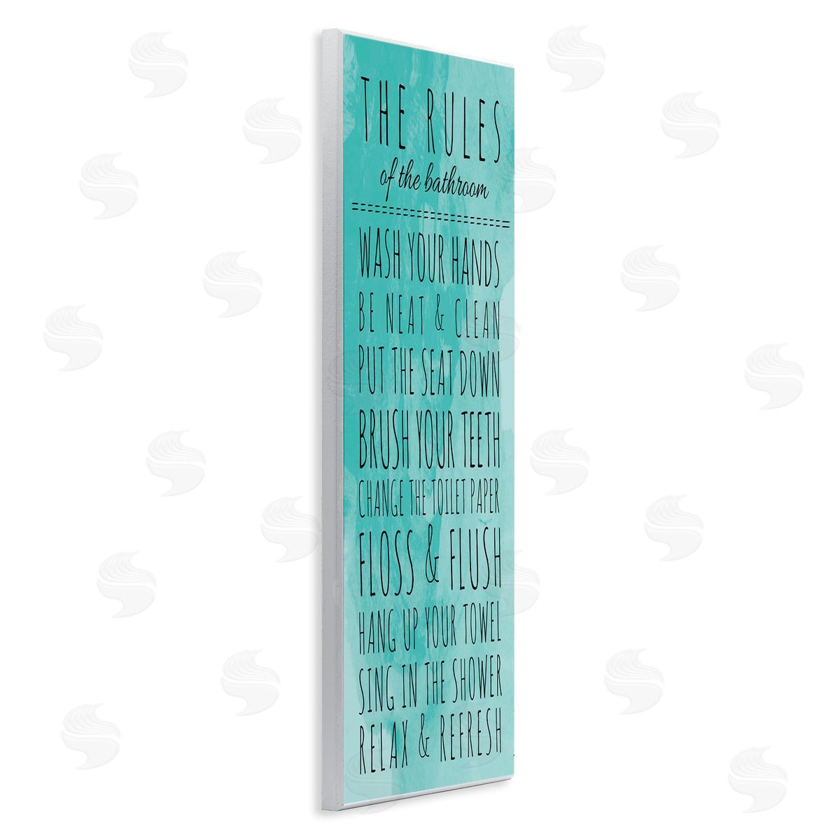 Bathroom Rules on Turquoise Wood Plaque Wall Art, Home Decor by Anna Quach