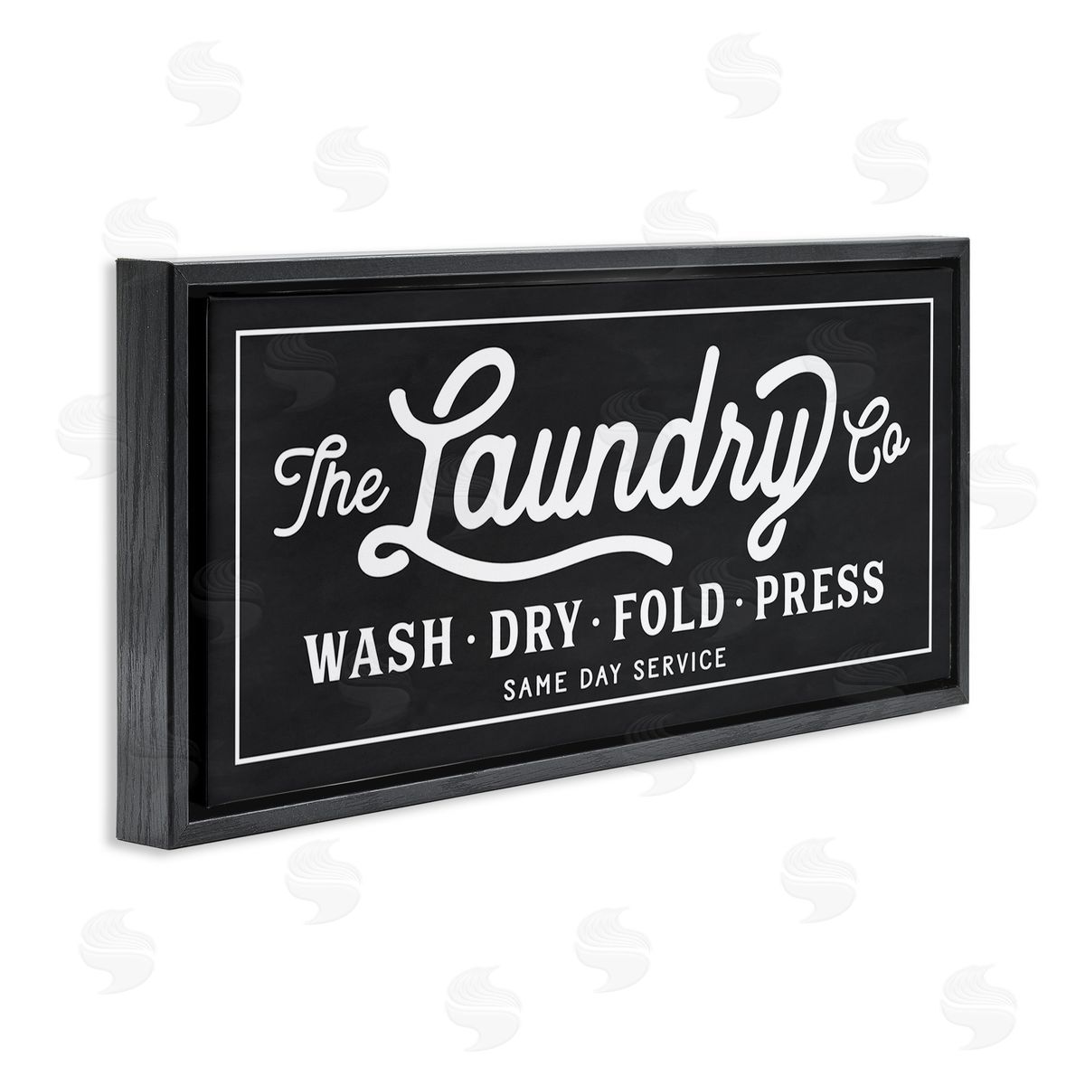 Vintage Laundry Sign Cursive Typography Black Floating Frame Canvas Wall Art, Home Decor by Lettered and Lined