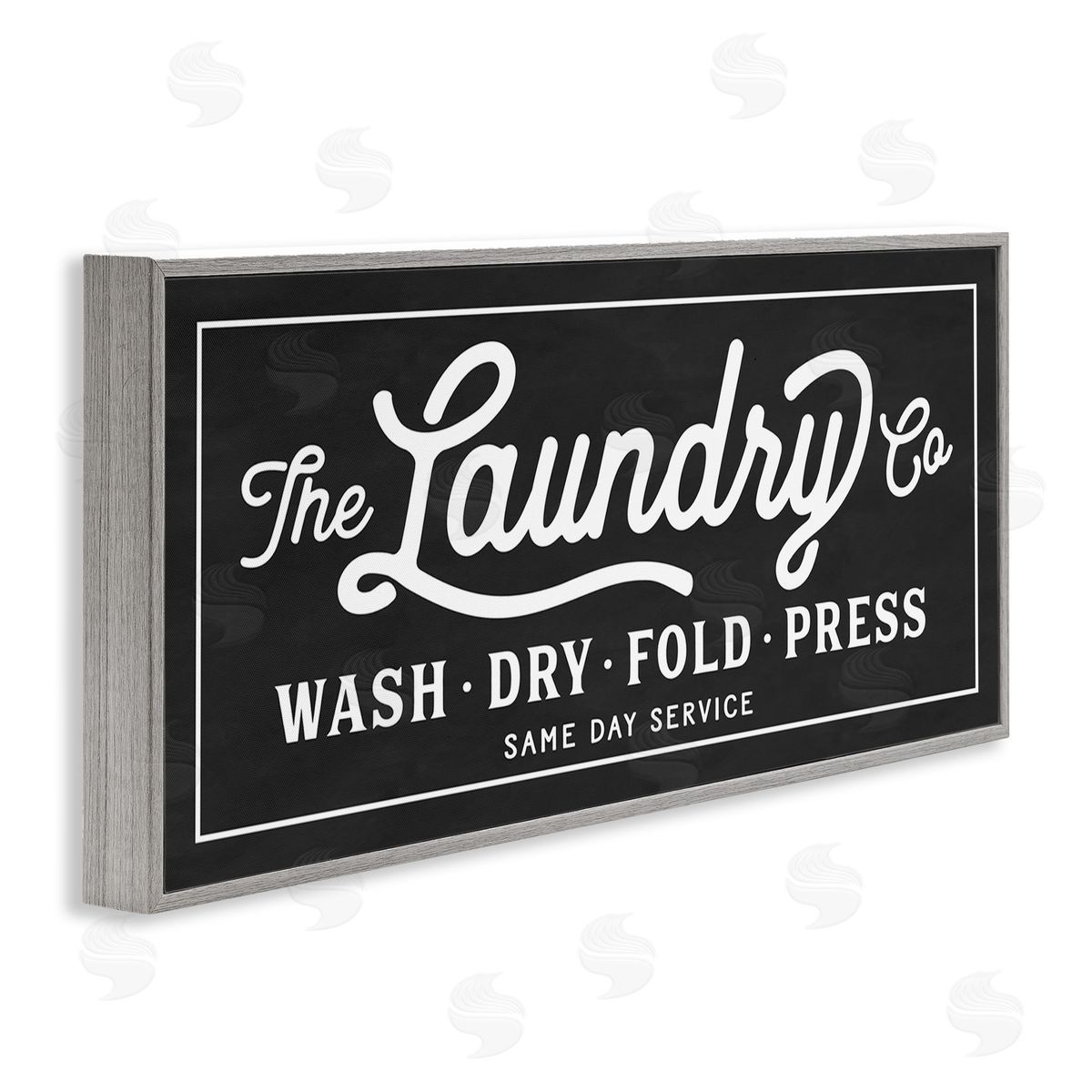 Vintage Laundry Sign Cursive Typography Grey Frame Print Wall Art, Home Decor by Lettered and Lined