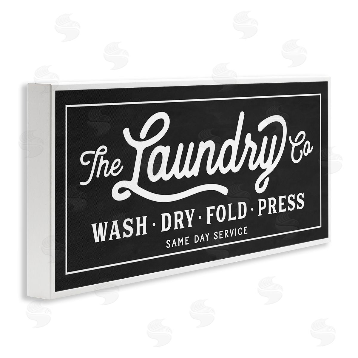 Vintage Laundry Sign Cursive Typography White Frame Print Wall Art, Home Decor by Lettered and Lined