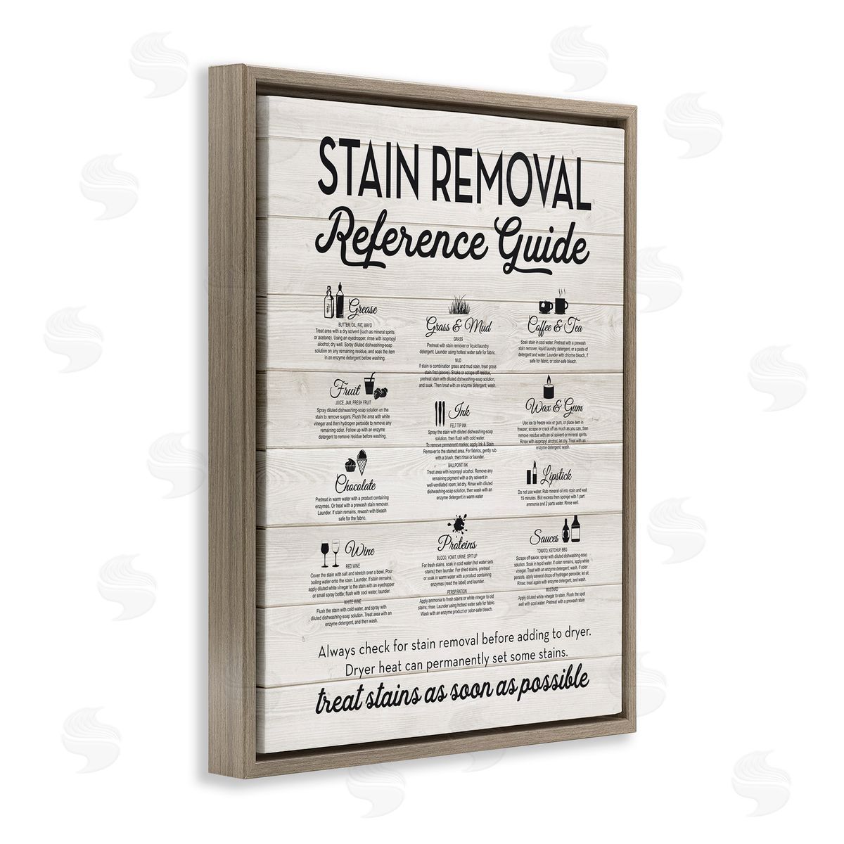 Stain Removal Reference Guide Brown Floating Frame Canvas Wall Art, Home Decor by Lettered and Lined