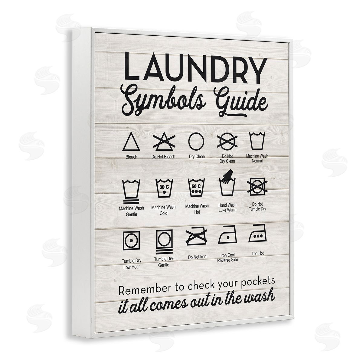 Rustic Laundry Symbols Guide White Frame Print Wall Art, Home Decor by Lettered and Lined