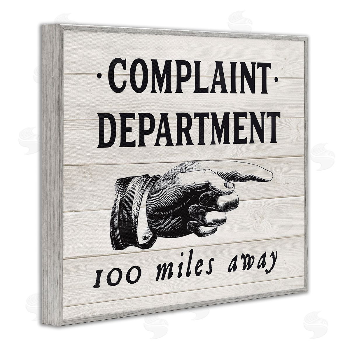 Complaint Department 100 Miles Away Grey Frame Print Wall Art, Home Decor by Lettered and Lined