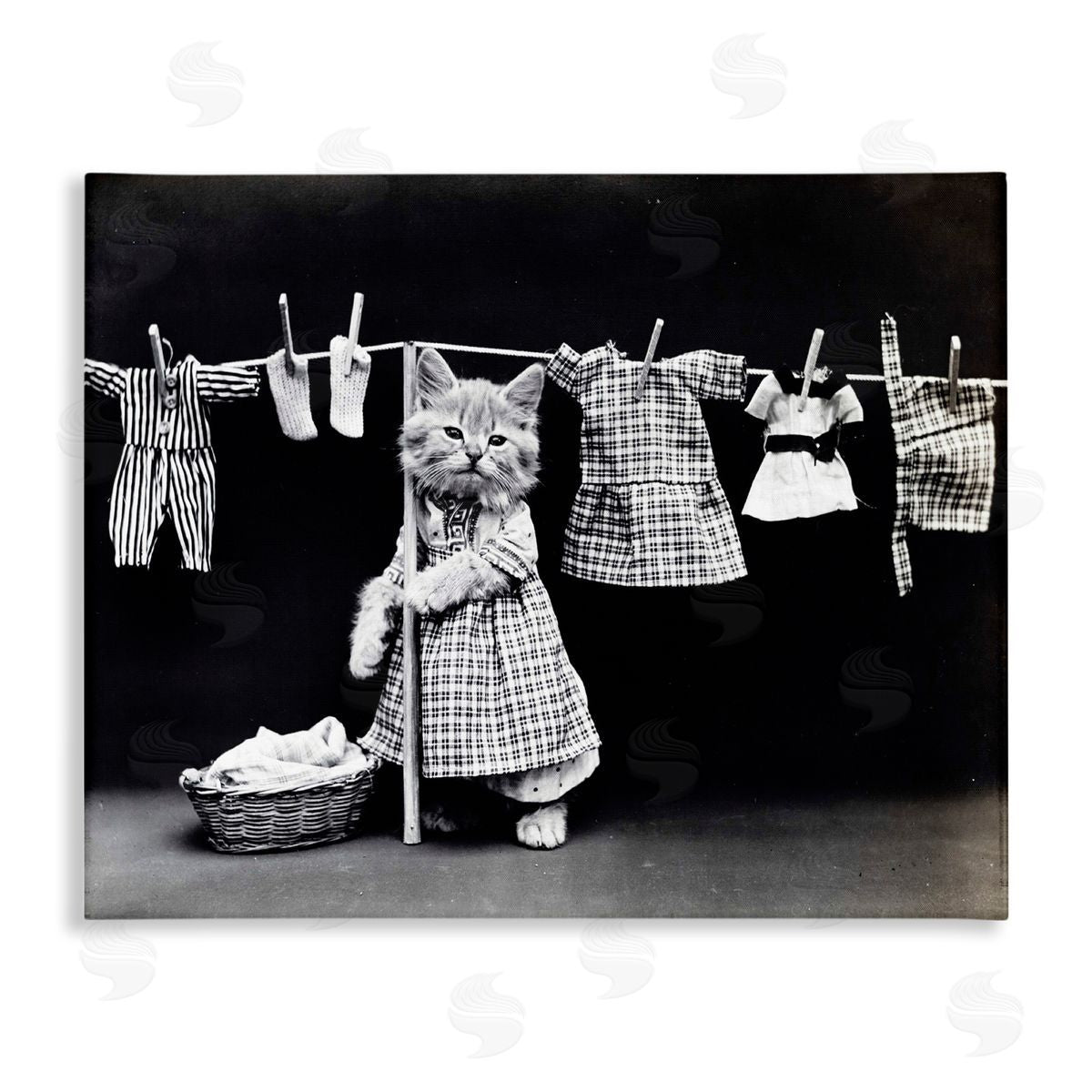 Kitten Does The Laundry Canvas Wall Art, Home Decor by Stupell Studio