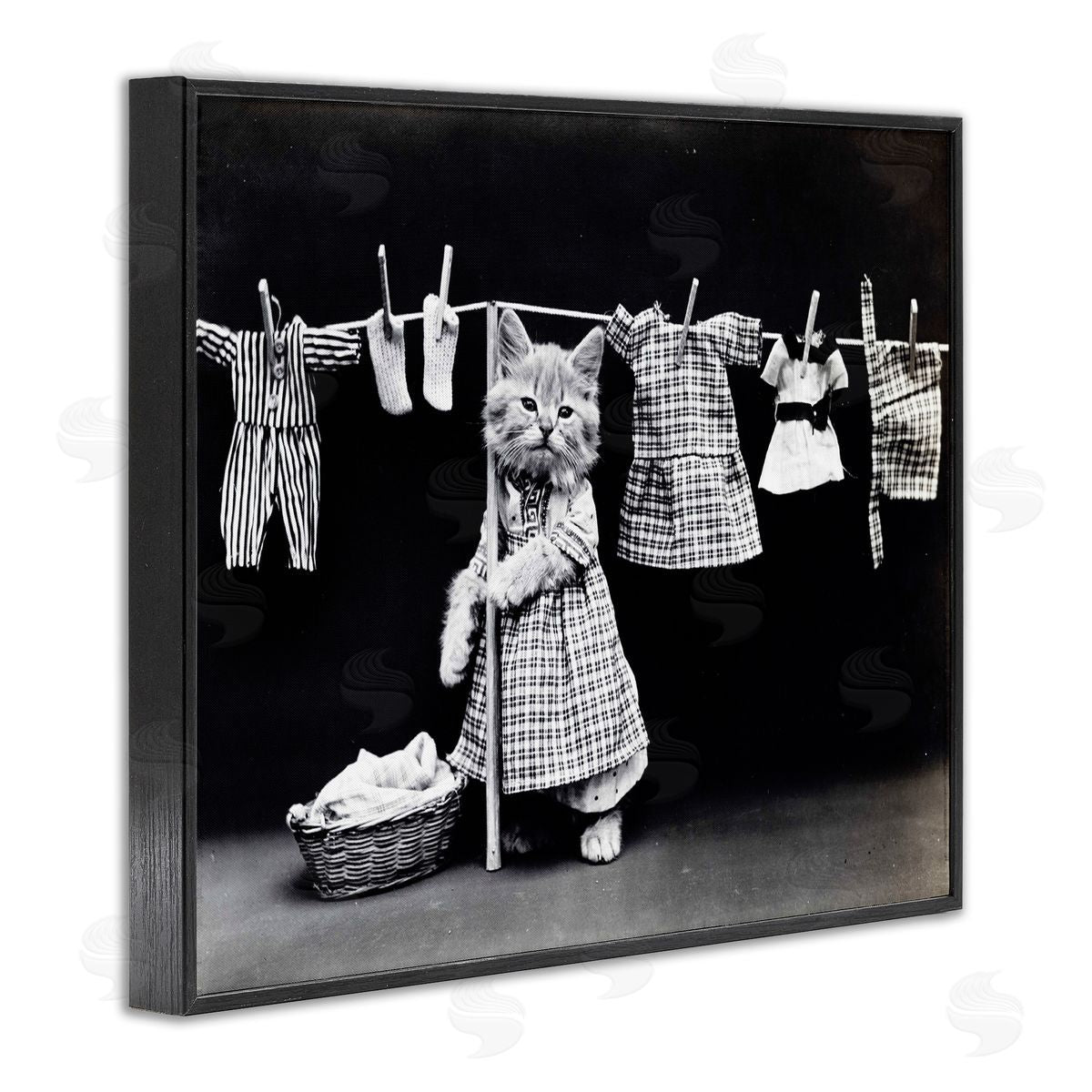 Kitten Does The Laundry Black Frame Print Wall Art, Home Decor by Stupell Studio