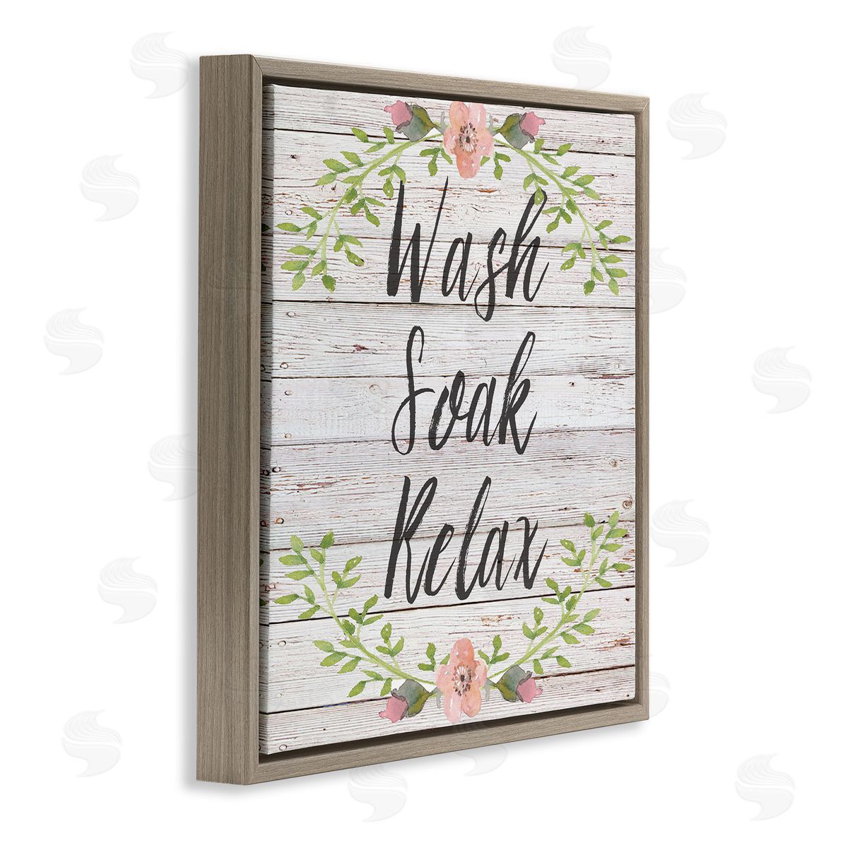 Floral Wash Soak Relax Brown Floating Frame Canvas Wall Art, Home Decor by Sean Parnell