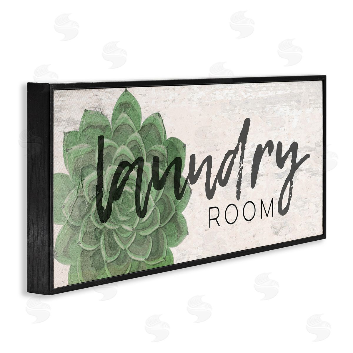Laundry Room Green Succulent Black Frame Print Wall Art, Home Decor by Jessica Mundo