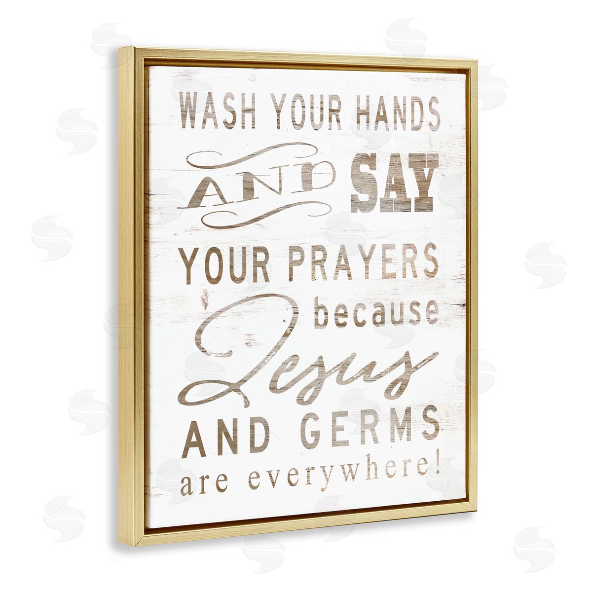 Jesus & Germs Funny Hygiene Gold Floating Frame Canvas Wall Art, Home Decor by Cindy Jacobs