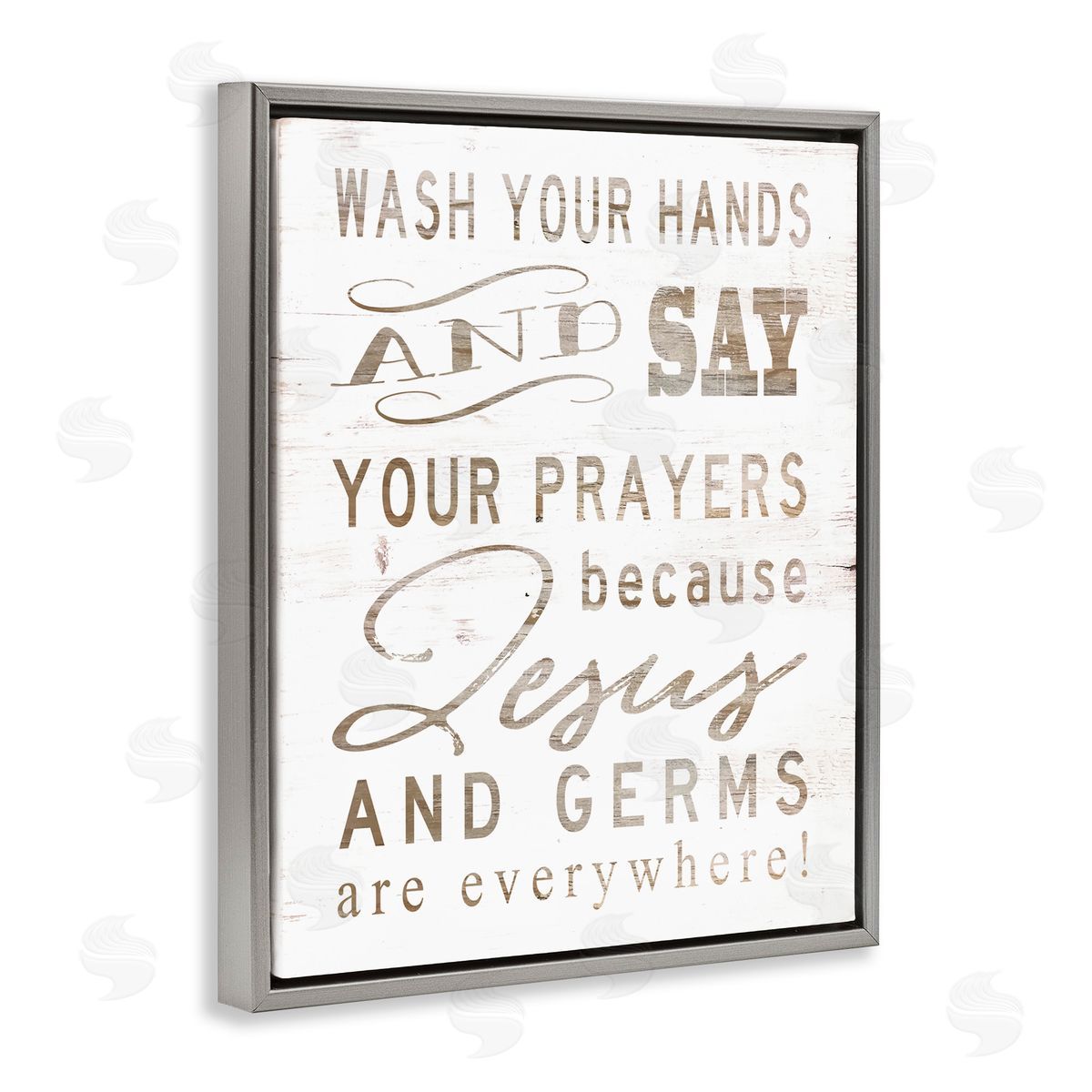 Jesus & Germs Funny Hygiene Grey Floating Frame Canvas Wall Art, Home Decor by Cindy Jacobs