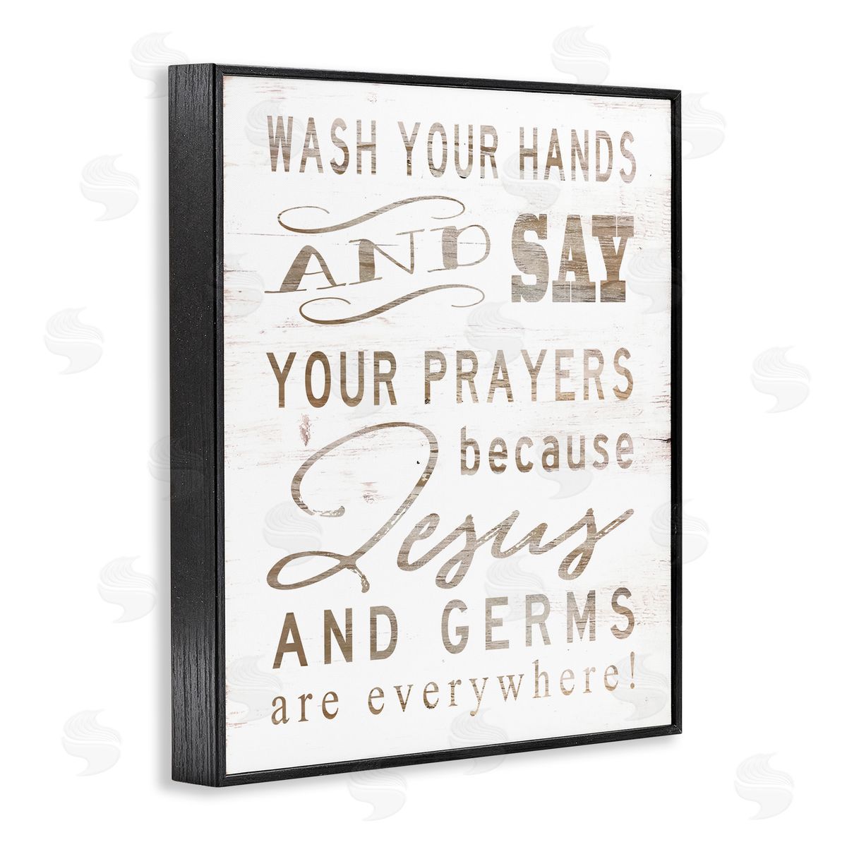 Jesus & Germs Funny Hygiene Black Frame Print Wall Art, Home Decor by Cindy Jacobs