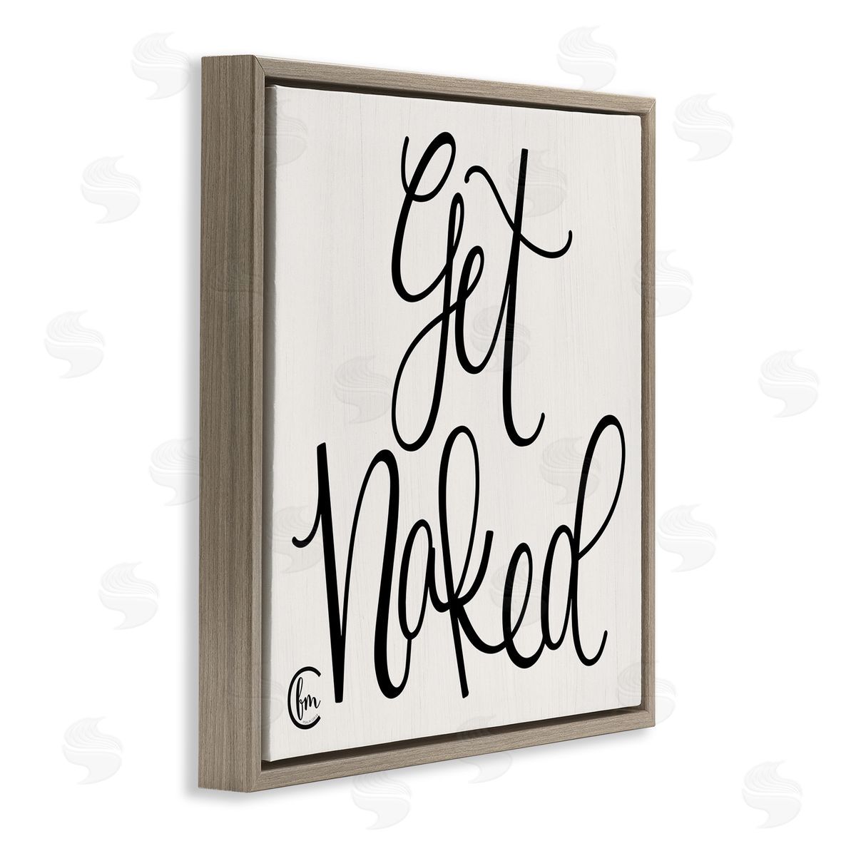Get Naked Curly Script Brown Floating Frame Canvas Wall Art, Home Decor by Penny Lane Publishing