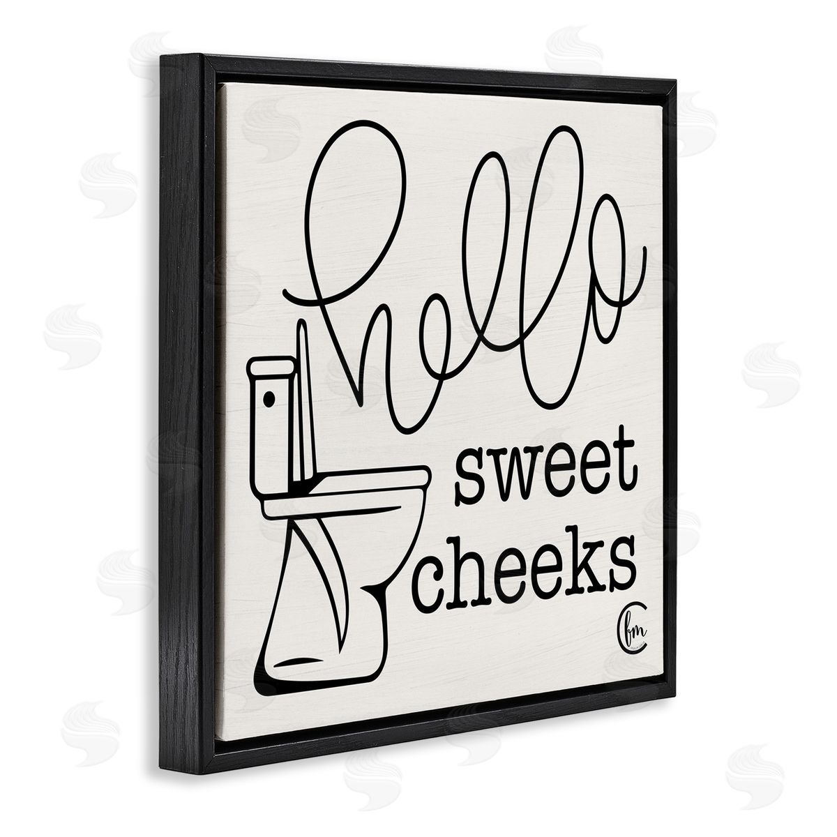Hello Sweet Cheeks with Toilet Black Floating Frame Canvas Wall Art, Home Decor by Penny Lane Publishing