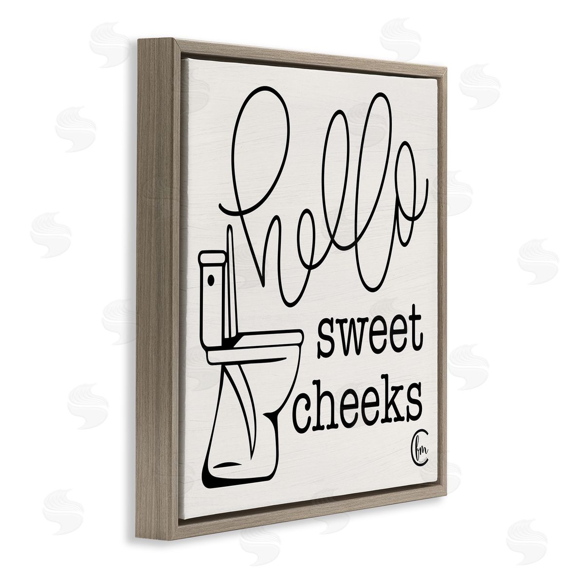Hello Sweet Cheeks with Toilet Brown Floating Frame Canvas Wall Art, Home Decor by Penny Lane Publishing