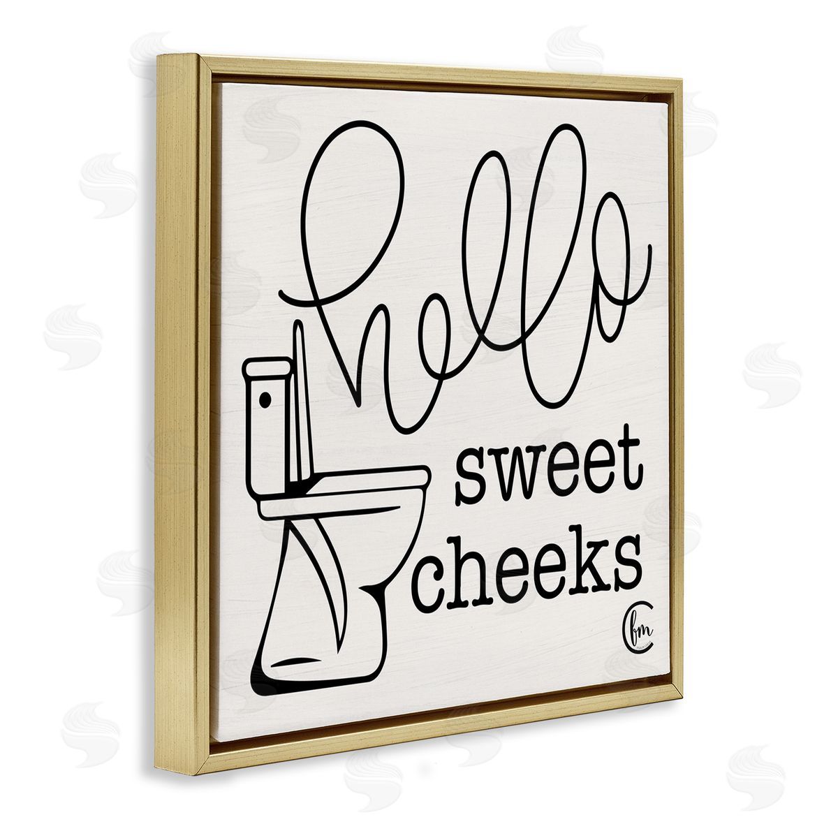 Hello Sweet Cheeks with Toilet Gold Floating Frame Canvas Wall Art, Home Decor by Penny Lane Publishing