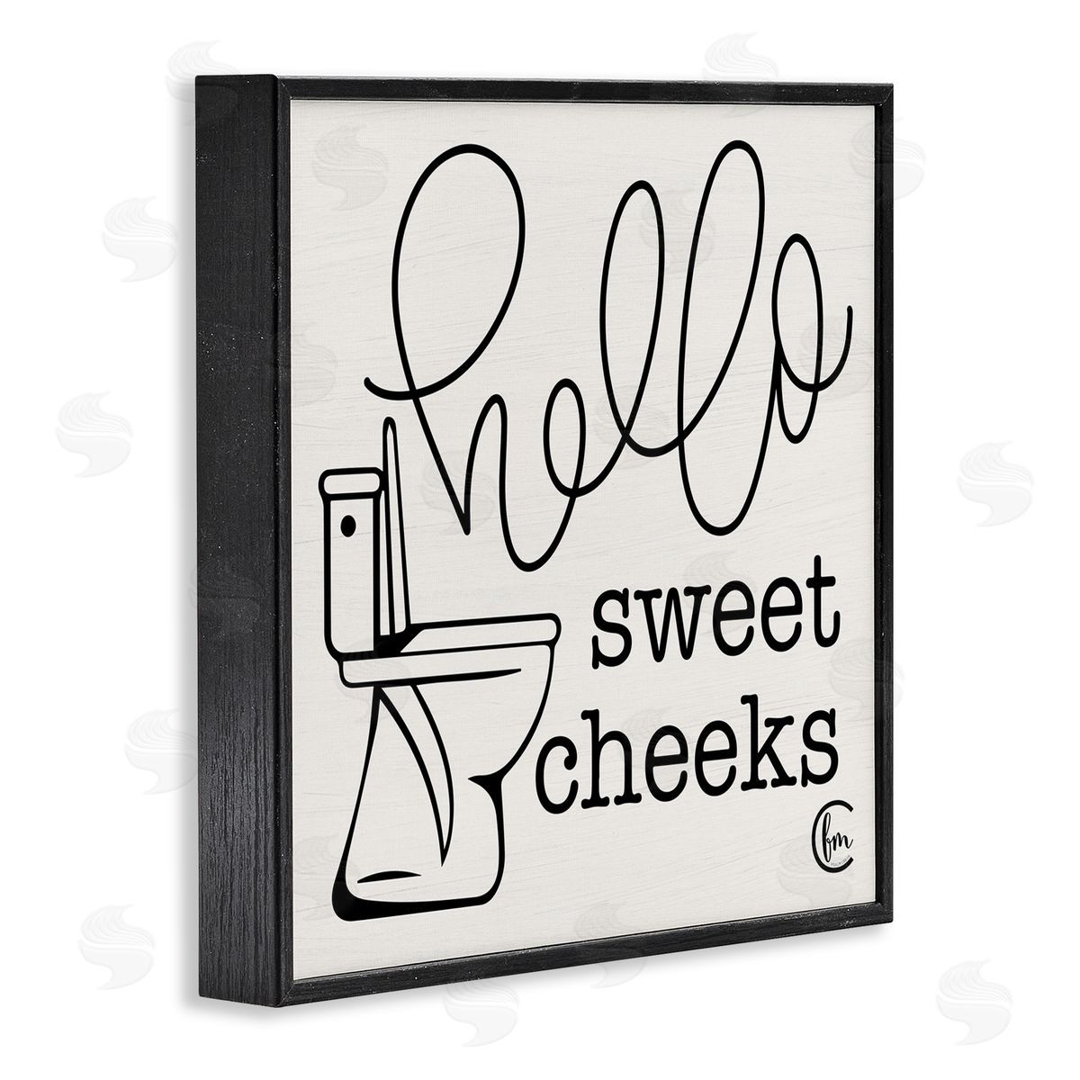 Hello Sweet Cheeks with Toilet Black Frame Print Wall Art, Home Decor by Penny Lane Publishing
