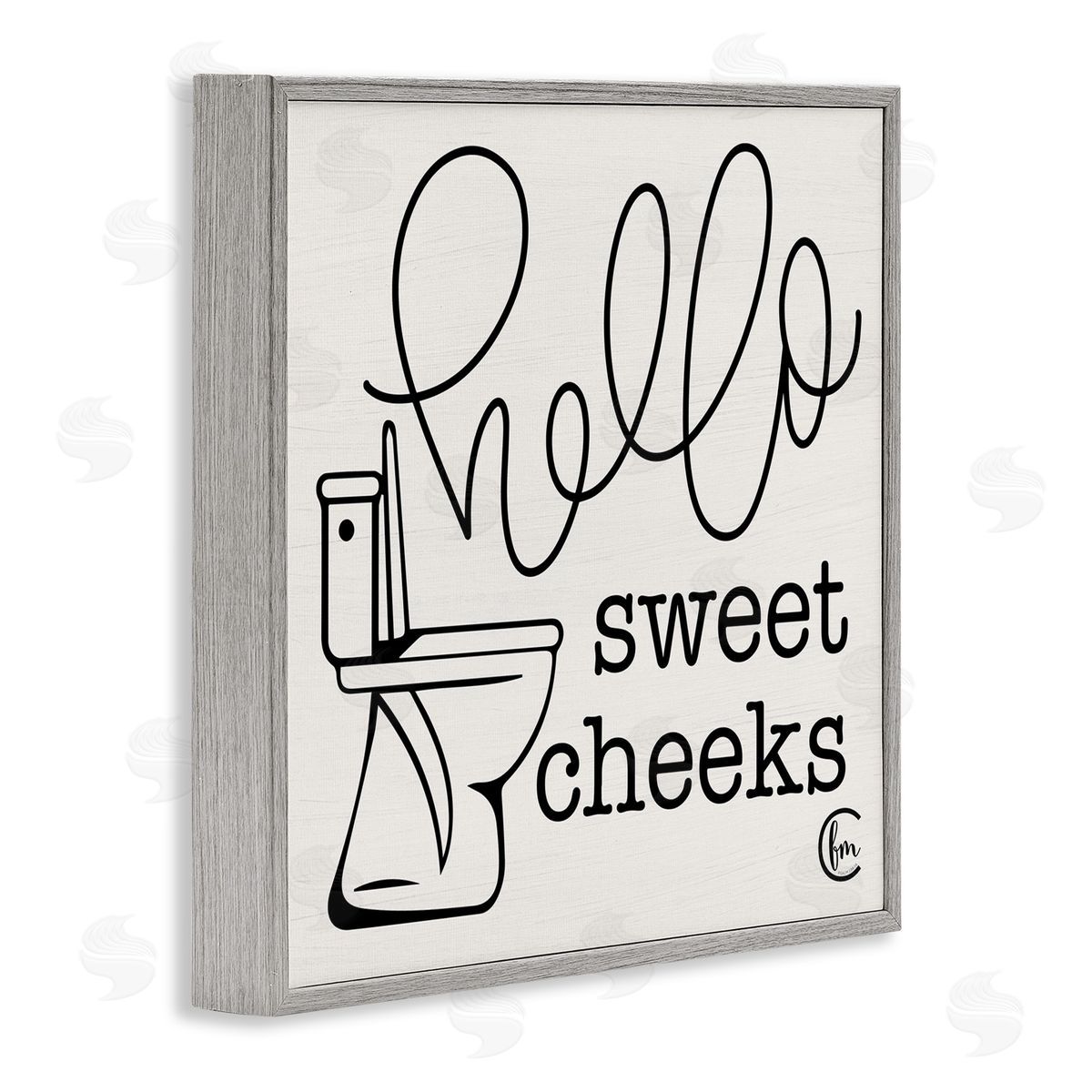 Hello Sweet Cheeks with Toilet Grey Frame Print Wall Art, Home Decor by Penny Lane Publishing