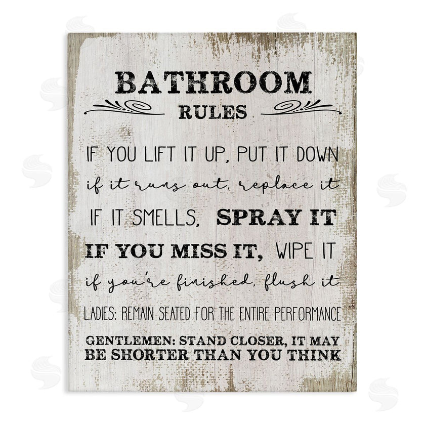 Stupell Studio | Rustic Bathroom Rules Humor