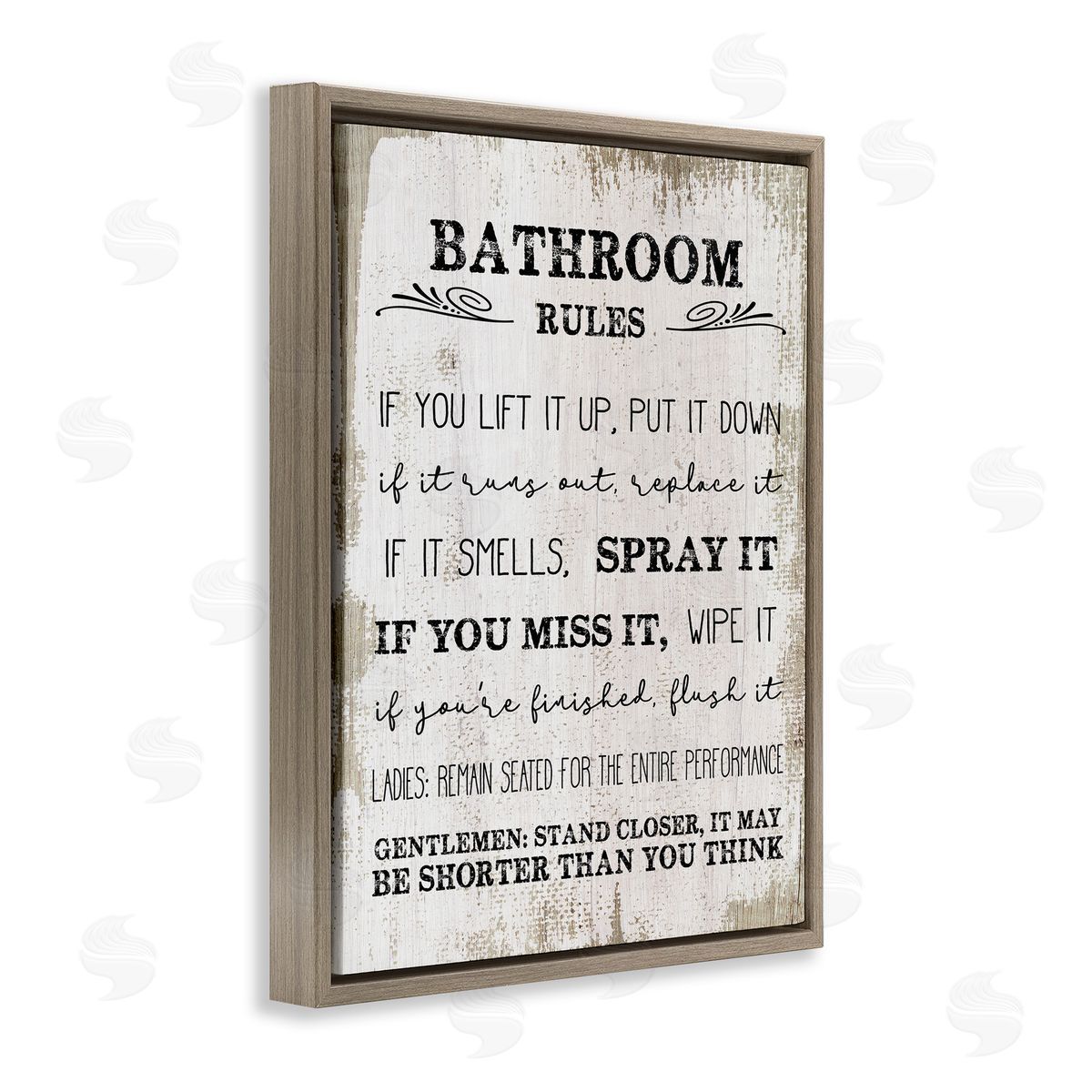Rustic Bathroom Rules Humor Brown Floating Frame Canvas Wall Art, Home Decor by Stupell Studio