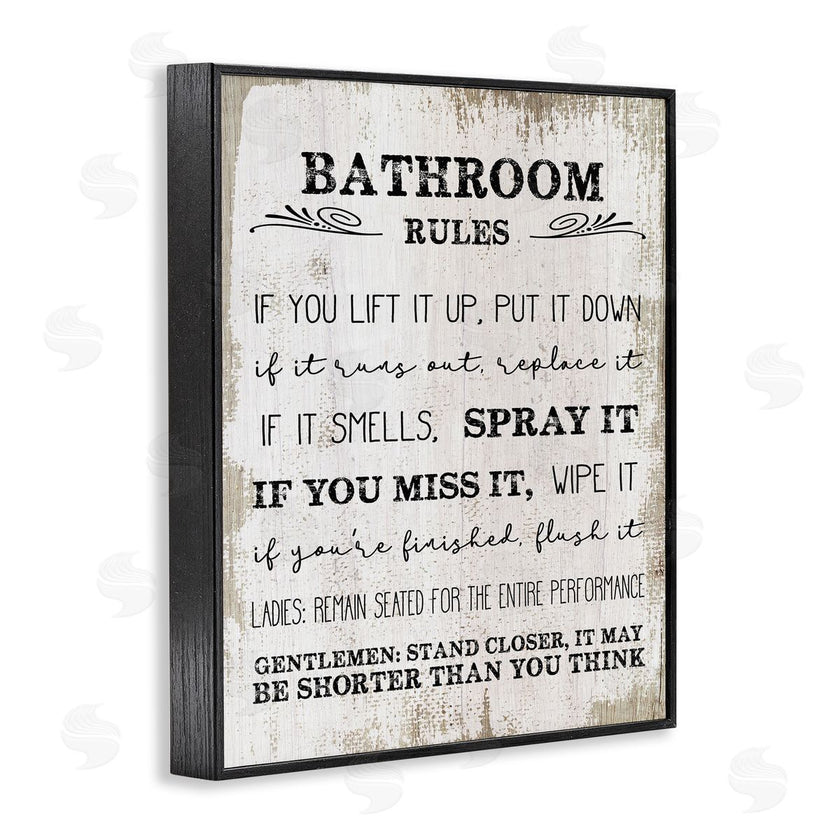 Stupell Studio | Rustic Bathroom Rules Humor