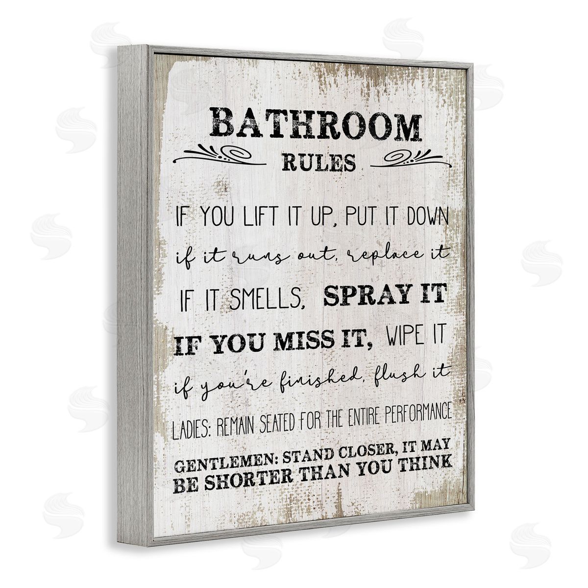 Rustic Bathroom Rules Humor Grey Frame Print Wall Art, Home Decor by Stupell Studio