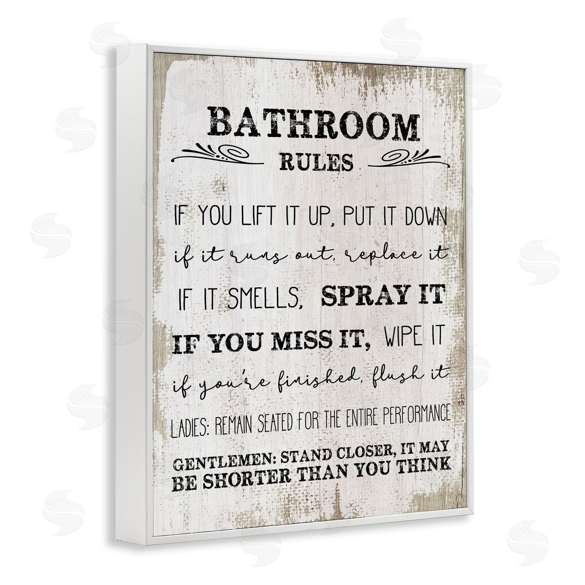 Rustic Bathroom Rules Humor White Frame Print Wall Art, Home Decor by Stupell Studio