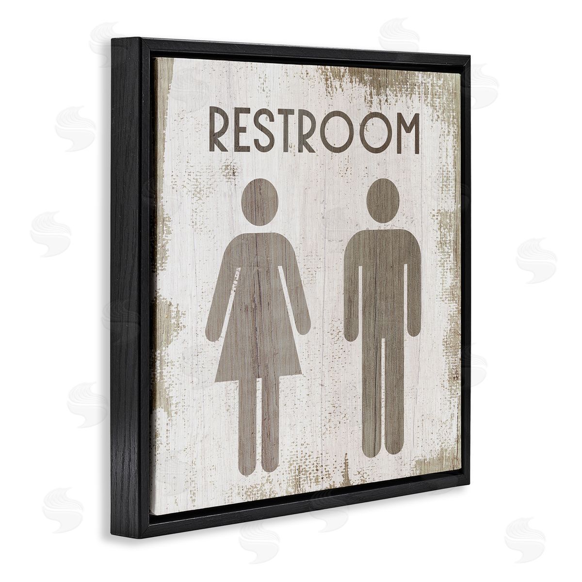 Vintage Restroom People Silhouettes Black Floating Frame Canvas Wall Art, Home Decor by Stupell Studio