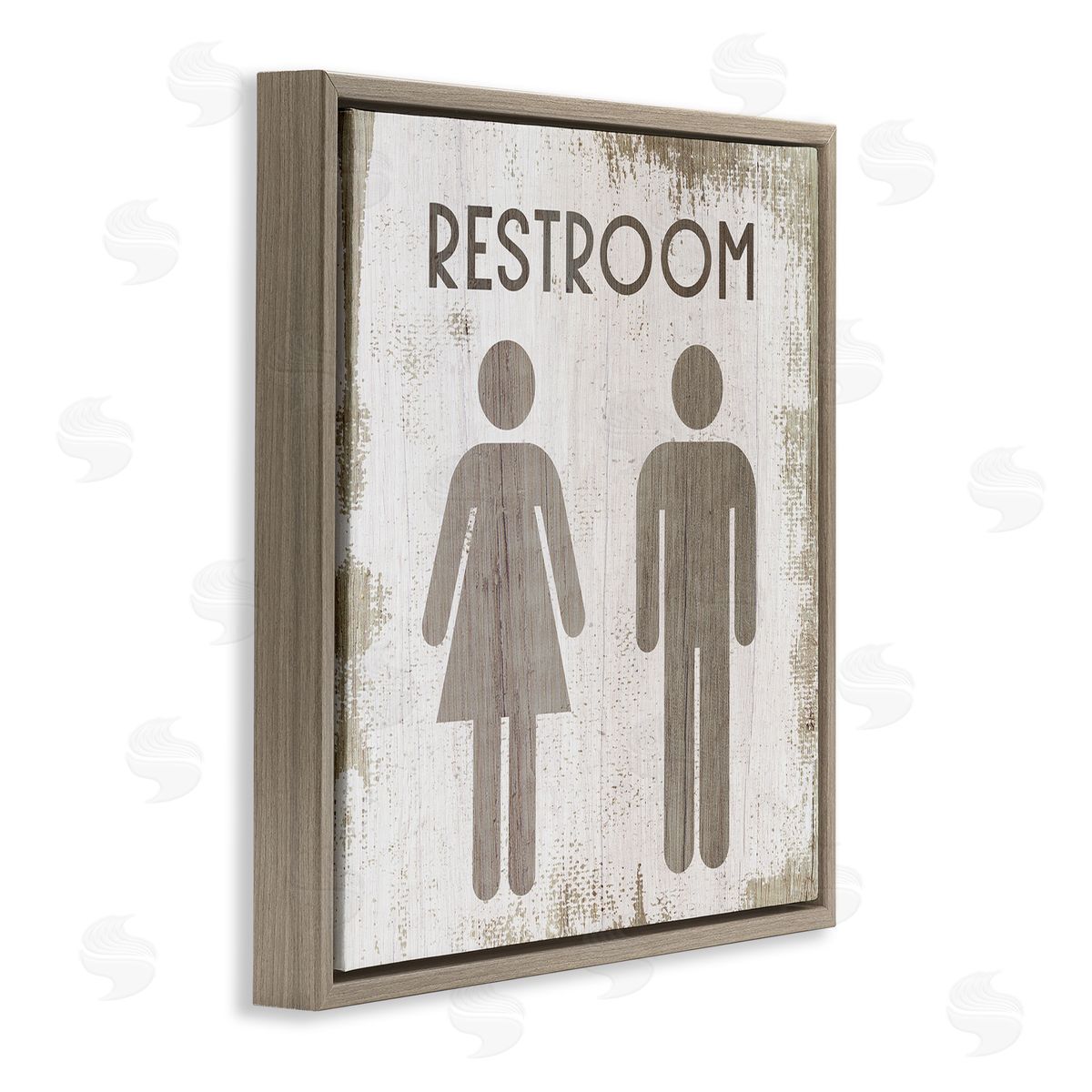 Vintage Restroom People Silhouettes Brown Floating Frame Canvas Wall Art, Home Decor by Stupell Studio