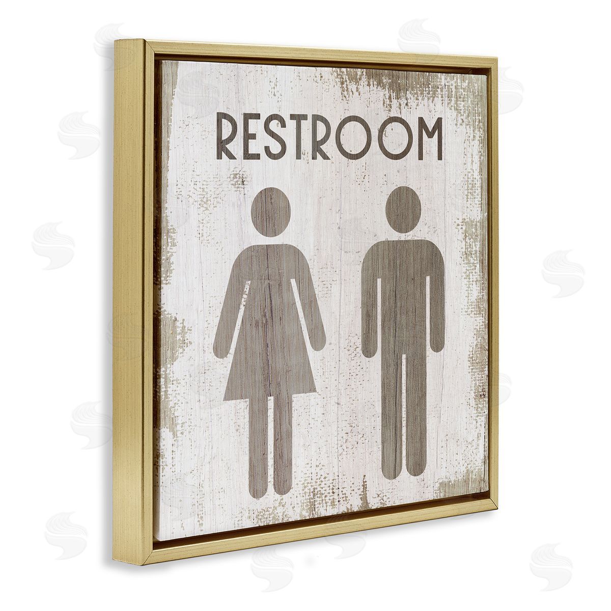 Vintage Restroom People Silhouettes Gold Floating Frame Canvas Wall Art, Home Decor by Stupell Studio