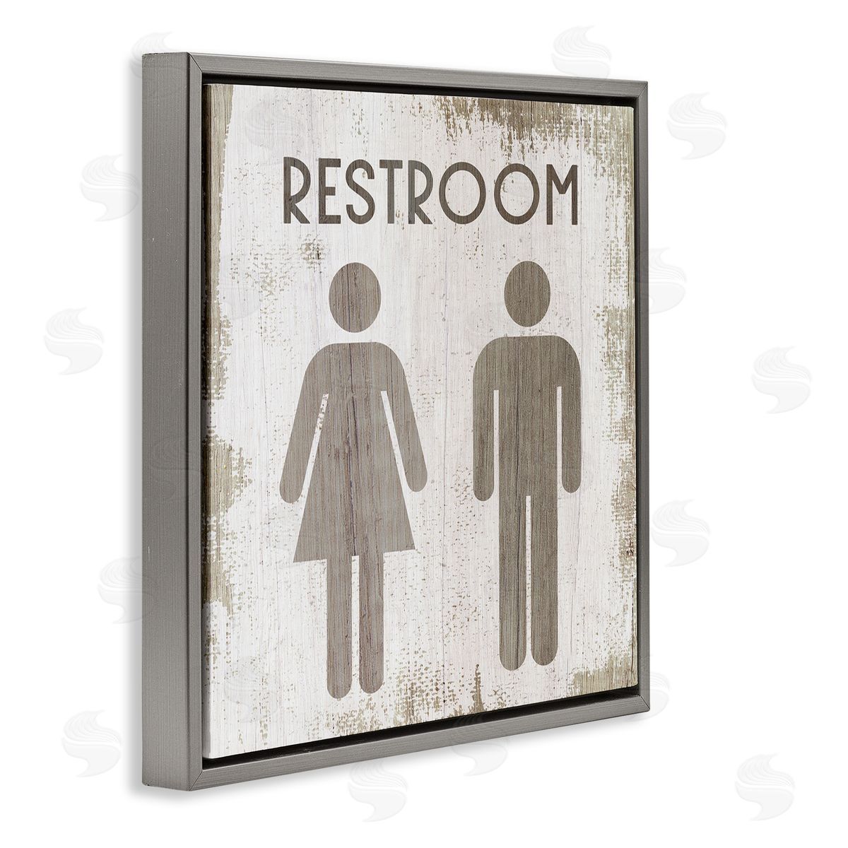 Vintage Restroom People Silhouettes Grey Floating Frame Canvas Wall Art, Home Decor by Stupell Studio