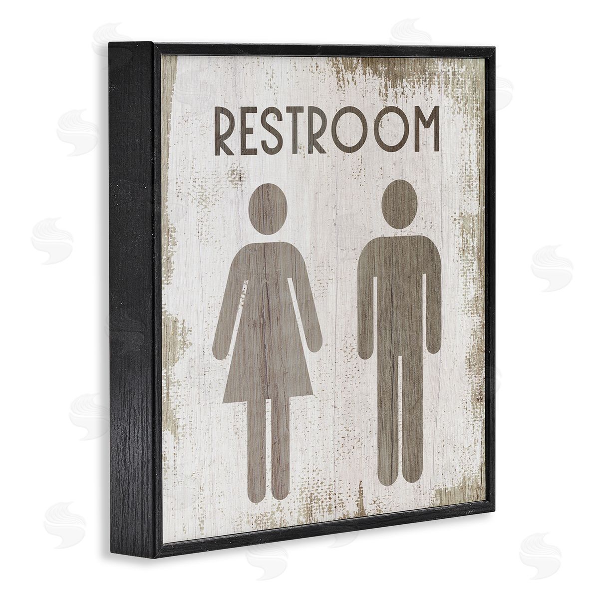 Vintage Restroom People Silhouettes Black Frame Print Wall Art, Home Decor by Stupell Studio